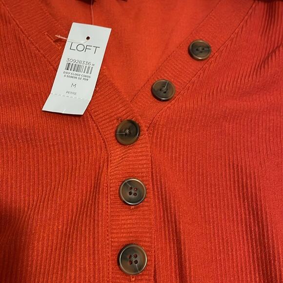 LOFT Brand Medium Petite Henley Midi Dress Rust Orange SOLD OUT ONLINE - Picture 5 of 6